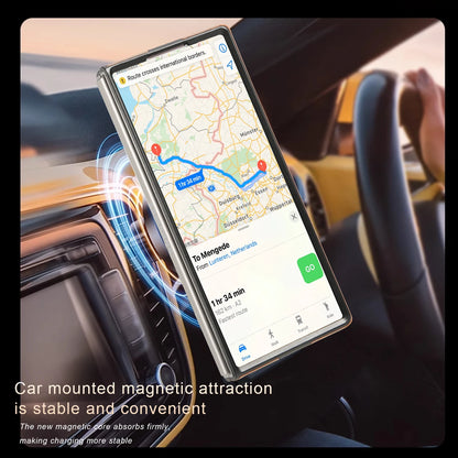 Z Fold7 Magnetic Electroplated Bracket Leather Flip Moblie Phone Case for Samsung Galaxy Z Fold 6 5 4 3 Protective Hard Cover