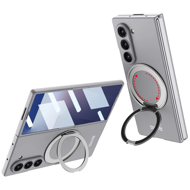 Matte Skin Feeling Magnetic Case For Samsung Galaxy Z Fold 7 3 4 5 6 Rotating bracket Magsafe Wireless Charger Slim PC Cover