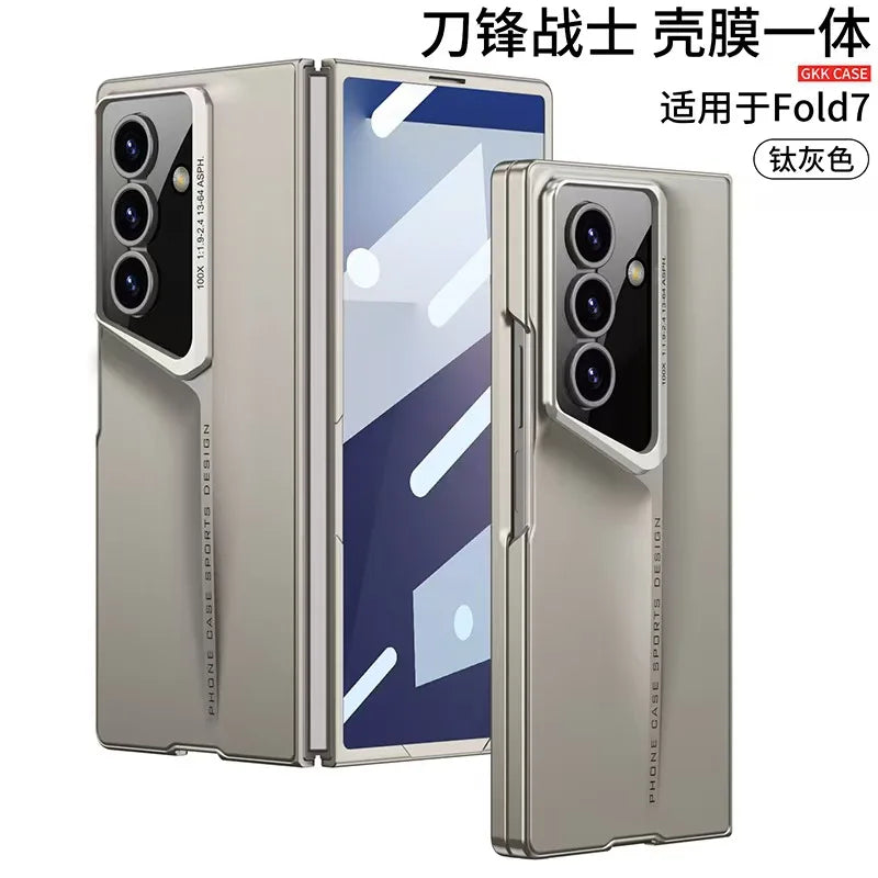 Fine Hole Matte PC Phone Case + Steel Film for Samsung Galaxy Z Fold 7 Zfold 6 5 4 Ultrathin Full Coverage Protective Hard Cover