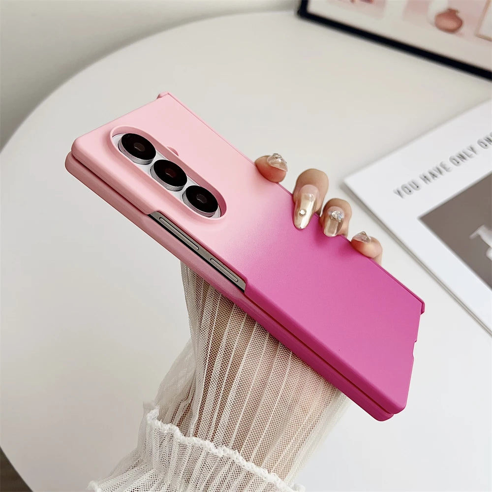 For Samsung Z Fold 7 6 Silicone Gradient Dual Color Case For Galaxy Z Fold 5 3 4 Fold6 Filp7 Hinge Protector Shockproof Cover