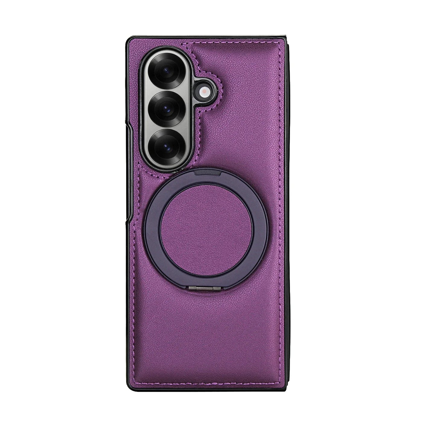 Rotating Bracket Pu Leather Phone Case for Samsung Galaxy Z Fold7 Z Fold 6 5 4 3 Magnetic Charging Camera Screen Protective Cover