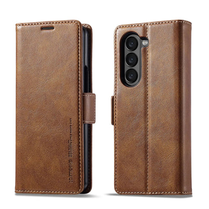 ZFold7 Magnetic Phone Case for Samsung Galaxy Z Fold 7 6 5 4 3 W22 W23 W24 RFID Blocking Card Slot Stand Buckle Pu Leather Cover