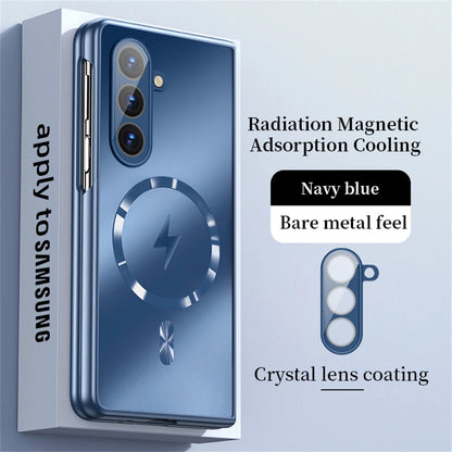 Luxury For Magsafe Wireless Charging Matte Frosted AG Case For Samsung Z Fold 7 6 zfold 5 4 3 5G Full Lens Protection Back Cover