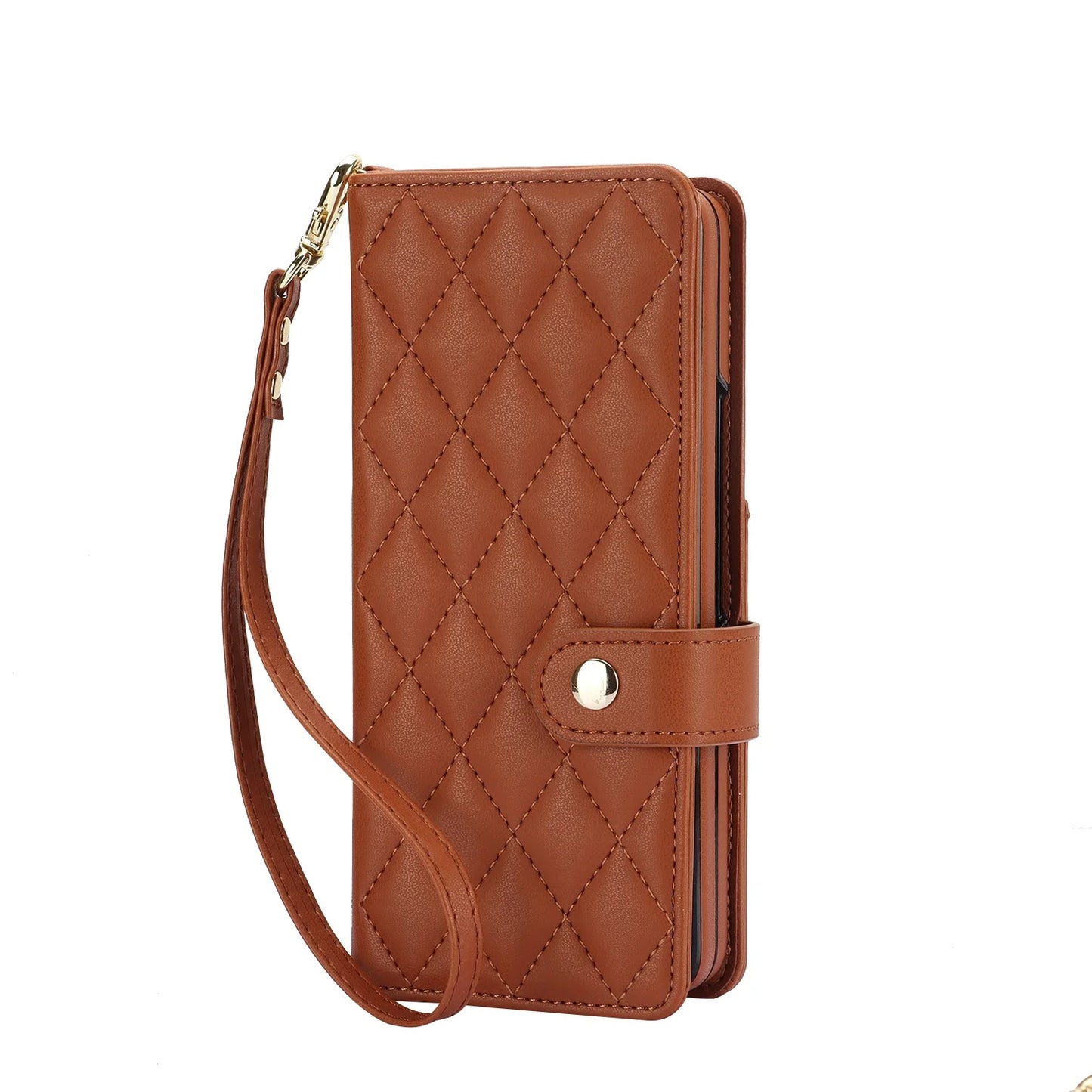 Ring Leather Zipper Wallet Card Slot Phone Case for Samsung Galaxy Z Fold 7 6 5 4 3 Shock Proof Flip Purse Holder Cover Hoesje