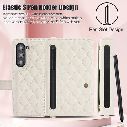 Ring Leather Zipper Wallet Card Slot Phone Case for Samsung Galaxy Z Fold 7 6 5 4 3 Shock Proof Flip Purse Holder Cover Hoesje
