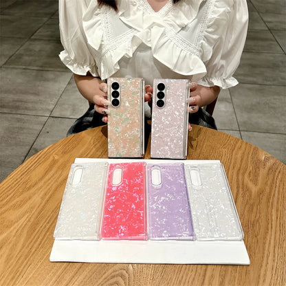 Luxury Aurora Shell Pattern Hard Case for Samsung Galaxy Z Fold 7 6 5 4