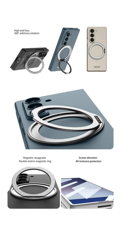 Matte Skin Feeling Magnetic Case For Samsung Galaxy Z Fold 7 3 4 5 6 Rotating bracket Magsafe Wireless Charger Slim PC Cover