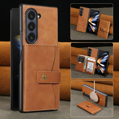 MagSafe Wireless Charging Wallet Card Phone Case For Samsung Galaxy Z Fold 7 6 5 4 3 Fold7 Fold6 Fold5 Flip Purse Holder Cover