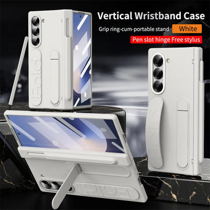 Hinge Wristband Holder Case for Samsung Galaxy Z Fold 7 6 5 4 3 5G With S Pen Slot Screen Glass Protective Cover For Z Fold 6