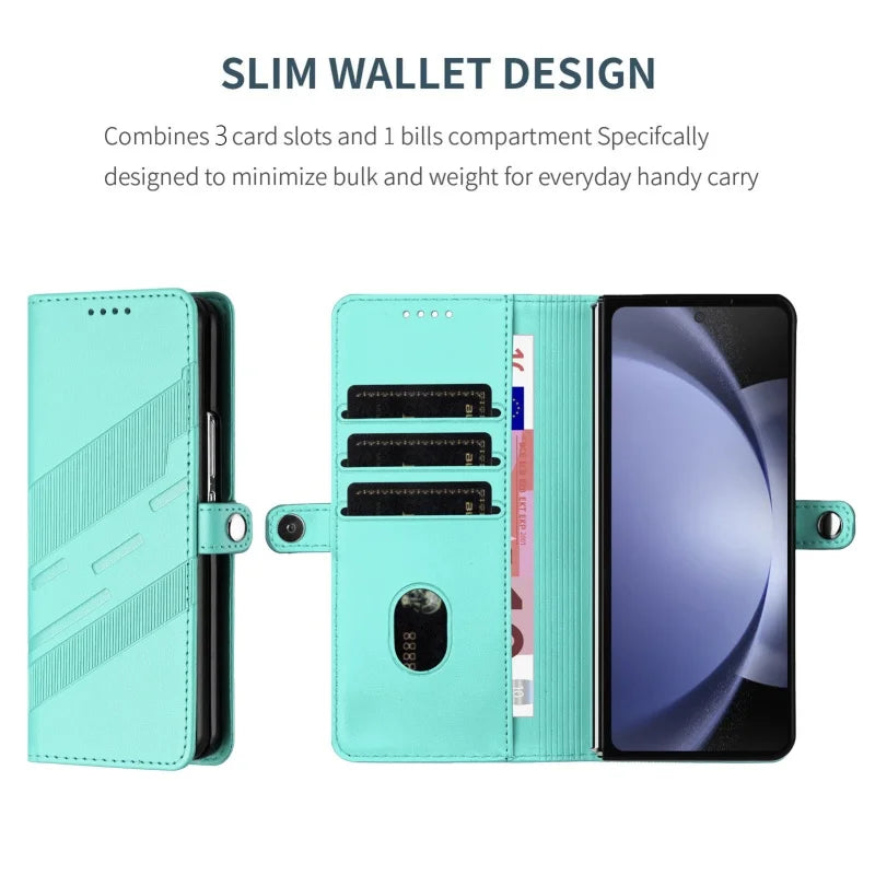 Thin Suede Leather Purse Phone Case for Samsung Galaxy Z Fold 7 6 5 4 3 Fold6 Fold5 Fold4 Fold3 Flip Stand Wallet Card Cover Bag
