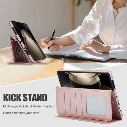 Ring Leather Zipper Wallet Card Slot Phone Case for Samsung Galaxy Z Fold 7 6 5 4 3 Shock Proof Flip Purse Holder Cover Hoesje