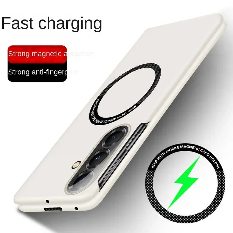 Business Sle Ultra-thin Frameless Magsafe Case for Samsung Galaxy Z Fold 7 6 5 4 3 Hard Fast Charging Shockproof Protect Cover