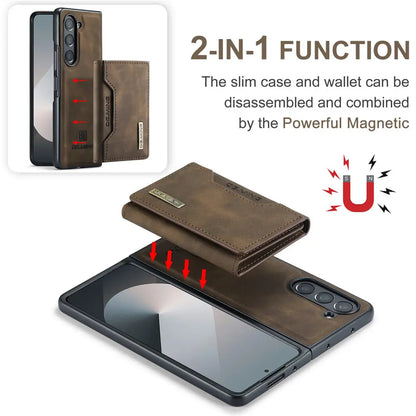 2 in 1 Magnetic Vintage Wallet Cards Slot Leather Case For Samsung Galaxy Z Fold 6 7 Fold 5 Fold 4 3 Shockproof Cover