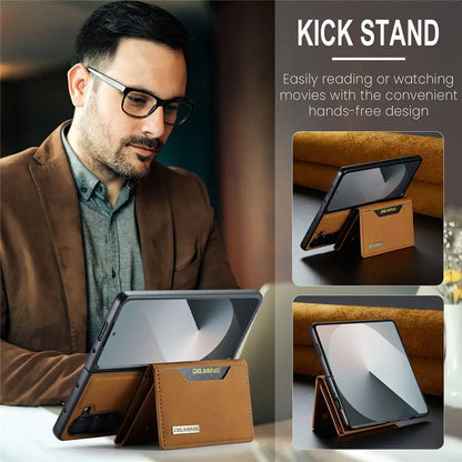 2 in 1 Magnetic Vintage Wallet Cards Slot Leather Case For Samsung Galaxy Z Fold 6 7 Fold 5 Fold 4 3 Shockproof Cover