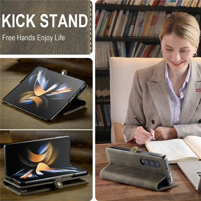 Retor Magnetic Leather Wallet Card Slots Phone Case for Samsung Galaxy Z Fold 7 6 5 4  Fold6 Fold5 Fold4 Flip Stand Cover Bag