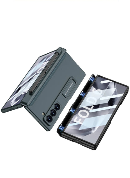 Hinge Protection Magnetic Pen Slot Cover For Samsung Galaxy Z Fold 6 5 4 3 5G Case Luxury Stand Hard PC Cover for Fold5 Fold6
