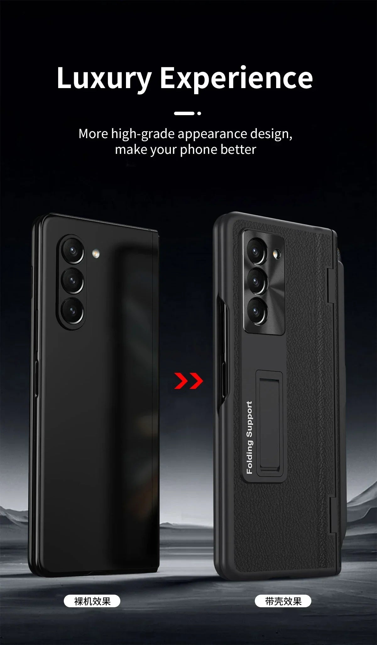 With Touch Pen Case For Samsung Galaxy Z Fold 5 Leather Hinge Fold 6 4 3 Screen Protector Tempered Film Folding Kickstand Cover