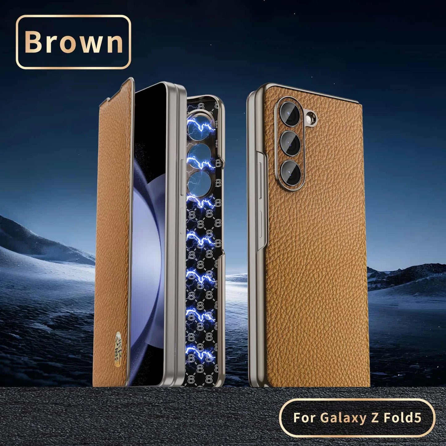 Genuine Cowhide Leather Phone Case for Samsung Galaxy Z Fold 7 Fold6 5 W24 W25 Fine Hole Lens Bumper Magnetic Suction Edge Cover