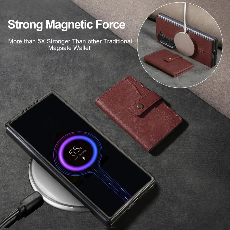 MagSafe Wireless Charging Wallet Card Phone Case For Samsung Galaxy Z Fold 7 6 5 4 3 Fold7 Fold6 Fold5 Flip Purse Holder Cover