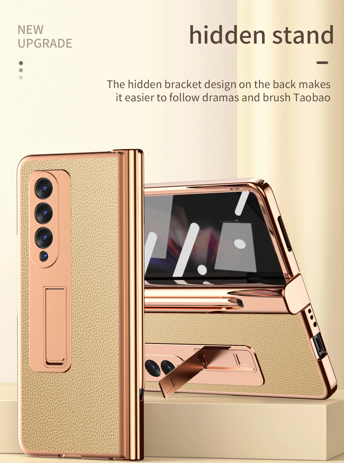 Coque With S Pen Plating Leather Case For Samsung Galaxy Z Fold 7 6 5 4 360 Full Protection Tempered Glass Kickstand Phone Cover