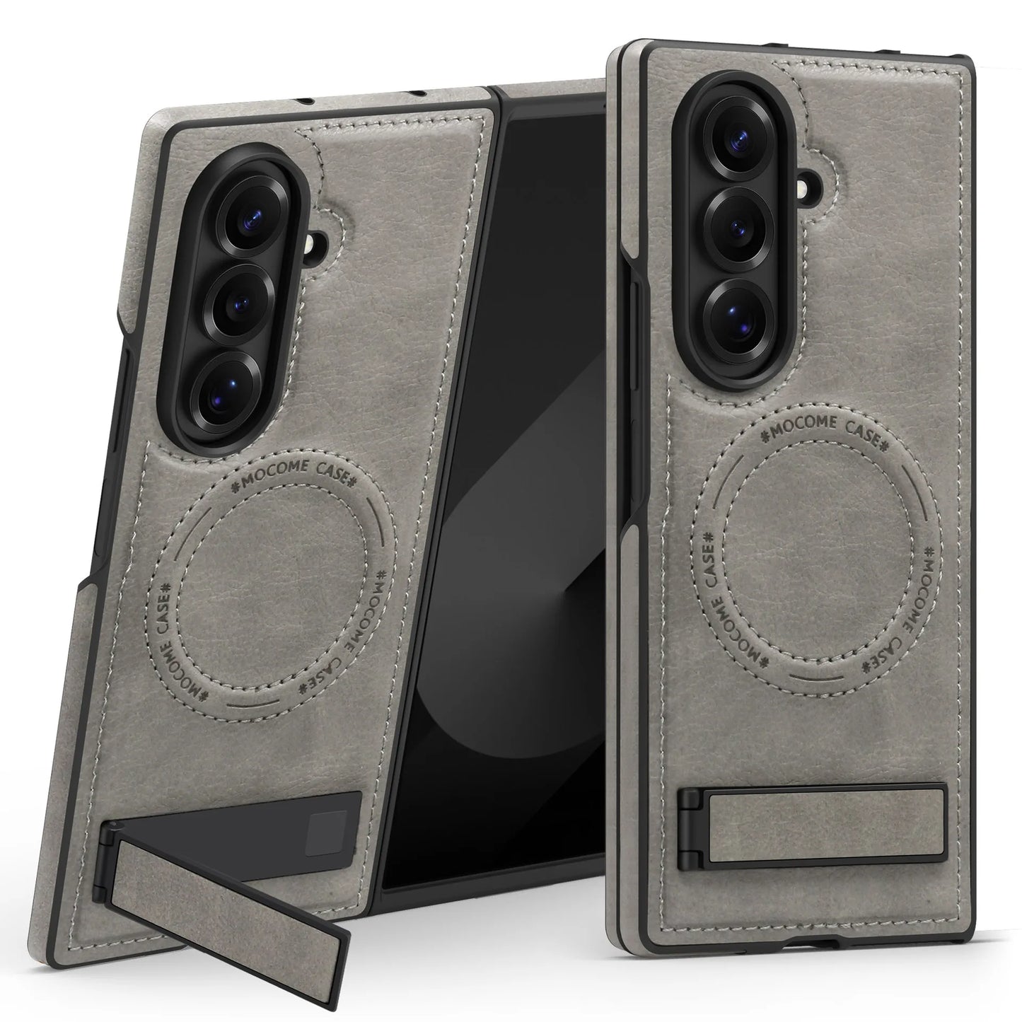 Magnetic Charging Phone Case for Samsung Galaxy Z Fold 7 Fold6 5 4 3 Invisible Bracket Anti Drop Auto Leather Protective Cover