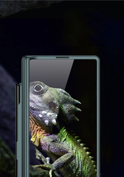 Hinge Protection Magnetic Pen Slot Cover For Samsung Galaxy Z Fold 6 5 4 3 5G Case Luxury Stand Hard PC Cover for Fold5 Fold6