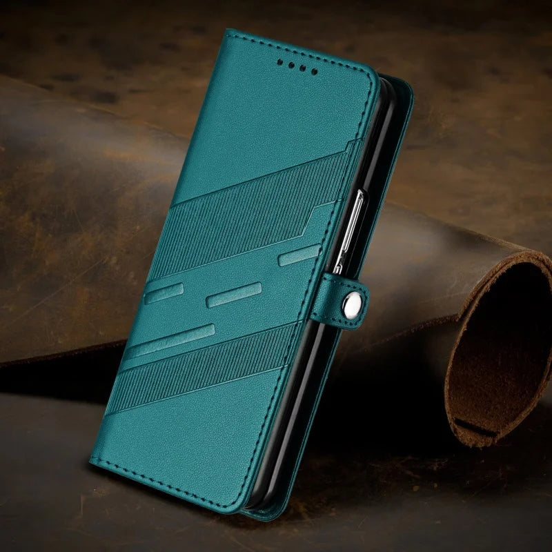 Thin Suede Leather Purse Phone Case for Samsung Galaxy Z Fold 7 6 5 4 3 Fold6 Fold5 Fold4 Fold3 Flip Stand Wallet Card Cover Bag