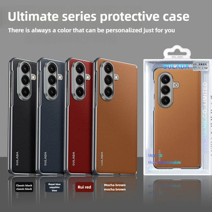 First Layer Cowhide Leather Phone Case for Samsung Galaxy Z Fold 7 Fold7 Metal Lens Protection Magnetic Attraction Hard Cover