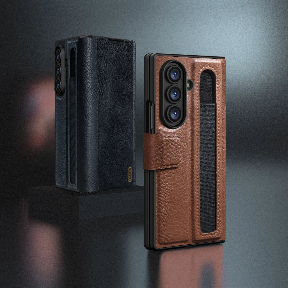 Nillkin For Samsung Galaxy Z Fold 7 5G Case Aoge Flip Leather Cases with S-Pen Holder Full Cover Protection