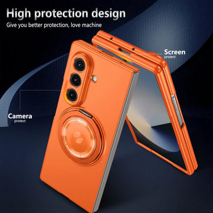 Luxury Military Armor Solid Color Magnetic 360 Bracket Phone Case For Samsung Z Fold 7 6 5 4 3 Wireless Charge Shockproof Cover