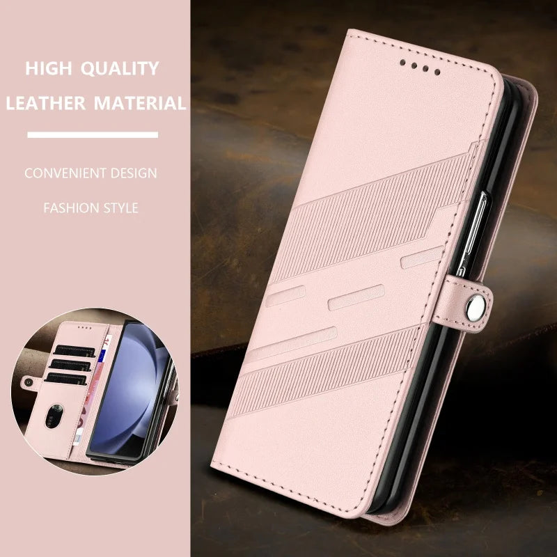 Thin Suede Leather Purse Phone Case for Samsung Galaxy Z Fold 7 6 5 4 3 Fold6 Fold5 Fold4 Fold3 Flip Stand Wallet Card Cover Bag