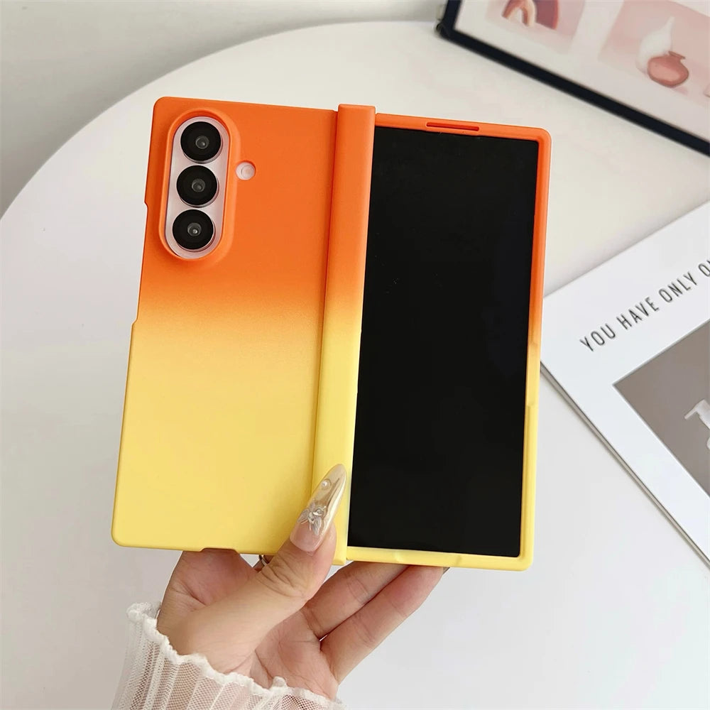 For Samsung Z Fold 7 6 Silicone Gradient Dual Color Case For Galaxy Z Fold 5 3 4 Fold6 Filp7 Hinge Protector Shockproof Cover