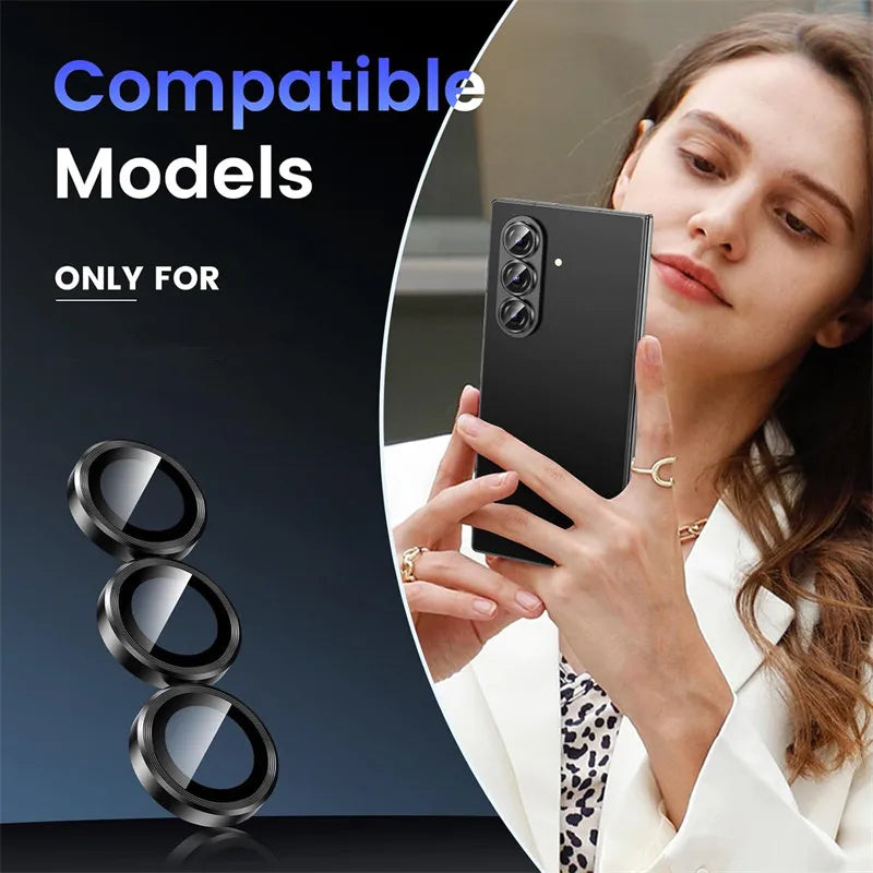 Metal Individual Ring Camera Lens Protector for Samsung Galaxy Z Fold 7 6 5 4 ZFold Fold7 Fold6 Tempered Glass Film Full Cover