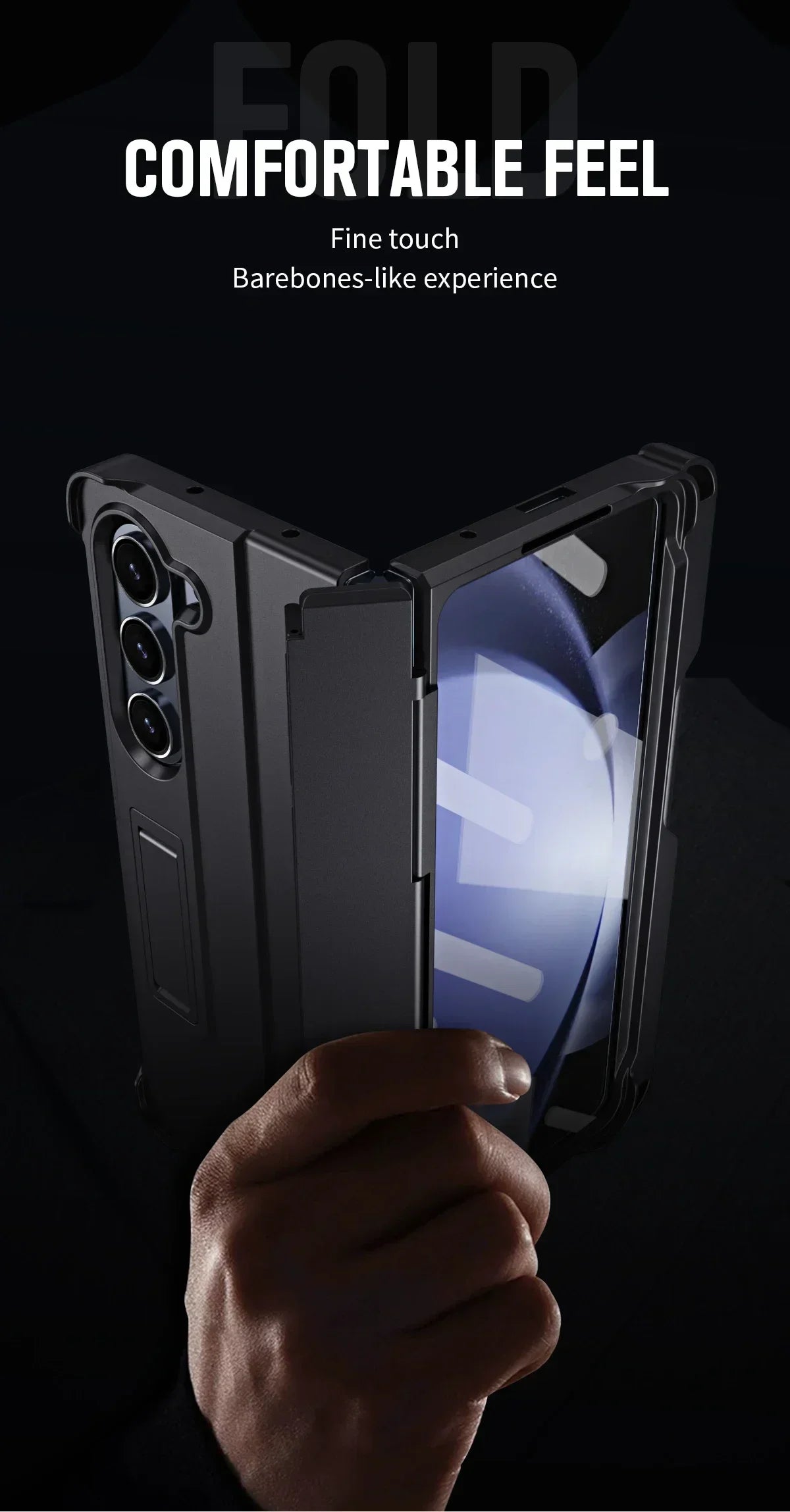 Included Pen Folding Stand Case for Samsung Galaxy Z Fold 6 5 4 3 5G Side Hinge Pen Slot Holder Protection Tempered Film Cover