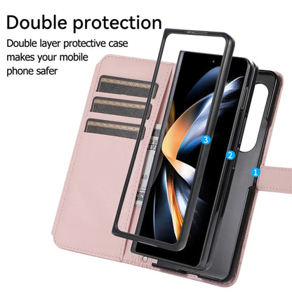 Luxury Lanyard Leather Flip Stand Phone Case for Samsung Galaxy Z Fold 7 6 5 4 3 Fold6 Fold5 Fold3 Fold4 Zip Wallet Card Cover