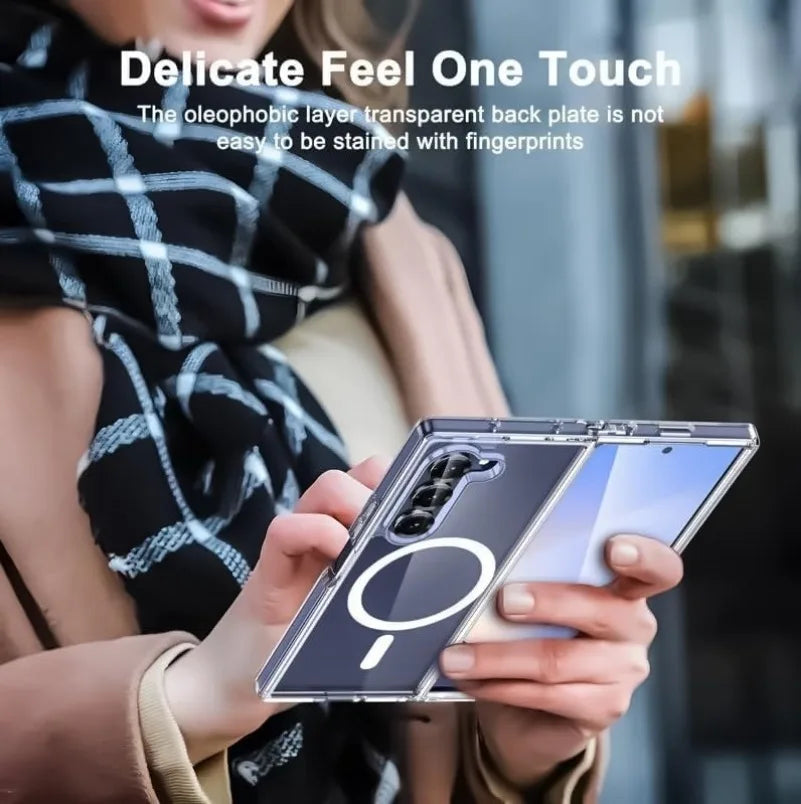 For Samsung Z Fold 7 Magsafe Case Luxury Transparent PC TPU Magnetic Wireless Charging Cover for Samsung Galaxy Z Fold 7 6 5 4 3