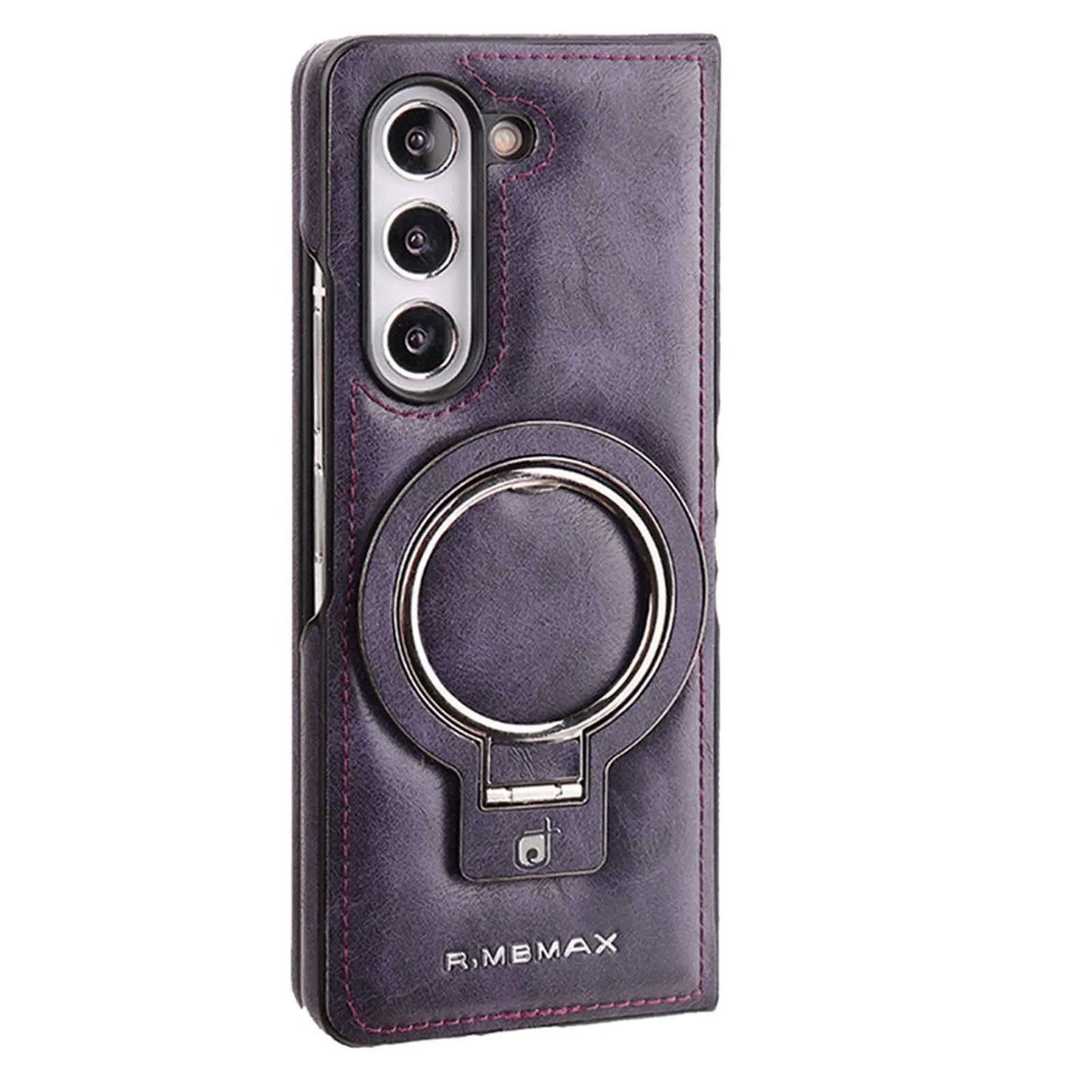 Electroplated Leather  Phone Case for Samsung Galaxy Z Fold 7 ZFold 6 5 4 3 Bracket Magnetic Wireless Charging Protective Cover