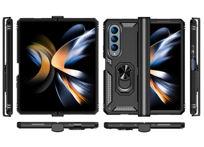 Military Grade Protection Metal Ring Grip Case for Galaxy Z Fold 4 Shockproof Heavy Duty Defender Rugged Folding Phone Case