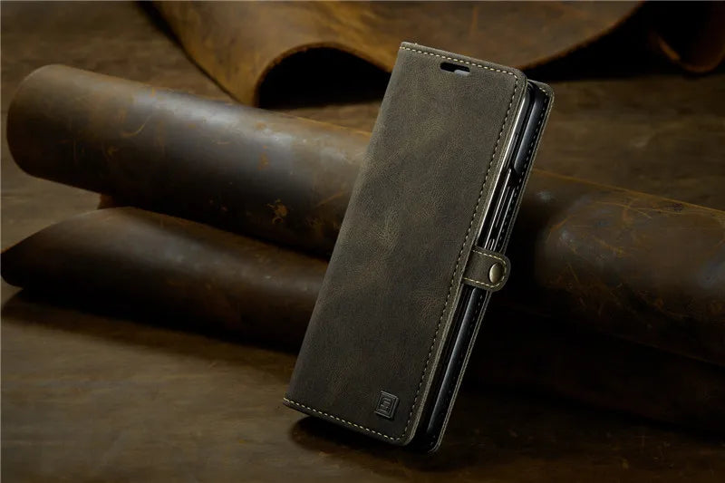 Retor Magnetic Leather Wallet Card Slots Phone Case for Samsung Galaxy Z Fold 7 6 5 4  Fold6 Fold5 Fold4 Flip Stand Cover Bag