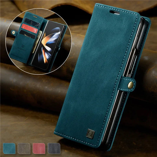 Retor Magnetic Leather Wallet Card Slots Phone Case for Samsung Galaxy Z Fold 7 6 5 4  Fold6 Fold5 Fold4 Flip Stand Cover Bag