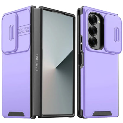 Luxury Slide Camera Protection Phone Case For Samsung Galaxy Z Fold 7 6 5 Fold6 Fold4 Fold5 ZFold7 Shockproof Armour Back Cover