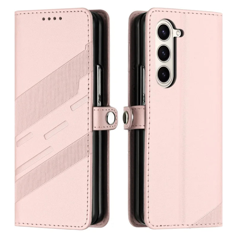 Thin Suede Leather Purse Phone Case for Samsung Galaxy Z Fold 7 6 5 4 3 Fold6 Fold5 Fold4 Fold3 Flip Stand Wallet Card Cover Bag