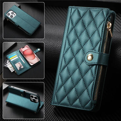 Crossbody Lanyard Leather Zip Wallet Card Slot Phone Case for Samsung Galaxy Z Fold 7 6 5 4 3 Wrist Strap Flip Stand Cover Etui