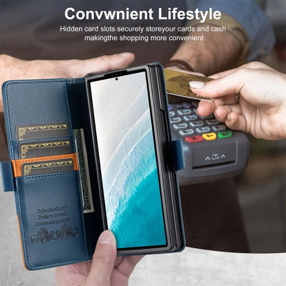 Luxury Magnetic Anti-theft Brush Leather Wallet Card Slot Phone Case for Samsung Galaxy Z Fold 7 6 5 4 3 Purse Holder Cover Etui