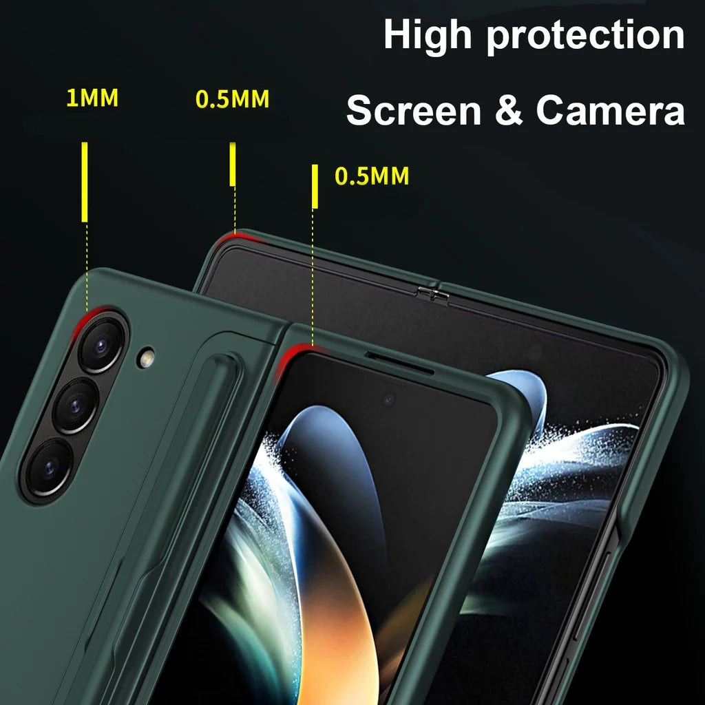 Invisible Bracket Stand Shockproof Phone Case For Samsung Galaxy Z Fold 7 ZFold 6 5 4 3 Protective Full Cover+Pen Slot Holder