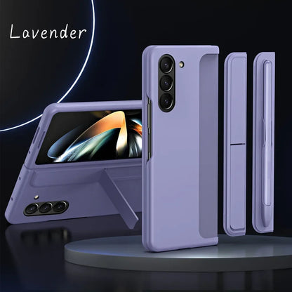 Invisible Bracket Stand Shockproof Phone Case For Samsung Galaxy Z Fold 7 ZFold 6 5 4 3 Protective Full Cover+Pen Slot Holder