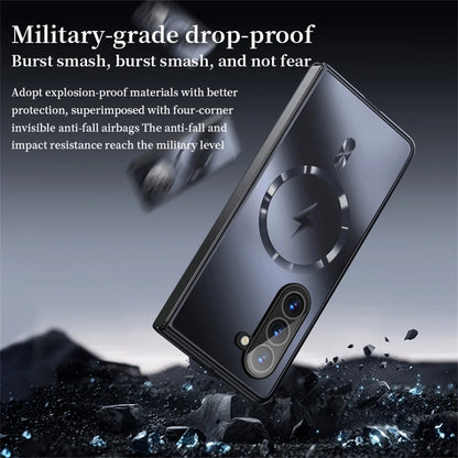 Luxury For Magsafe Wireless Charging Matte Frosted AG Case For Samsung Z Fold 7 6 zfold 5 4 3 5G Full Lens Protection Back Cover