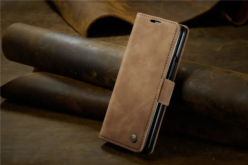 CaseMe Retor Leather Wallet Card Slot Phone Case for Samsung Galaxy Z Fold 7 6 5 4 Fold5 Fold6 Shockproof Flip Stand Cover Coque