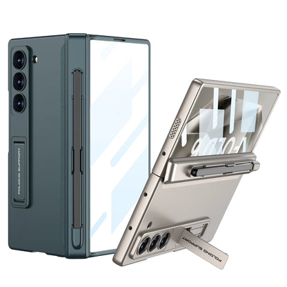 Hinge Protection Magnetic Pen Slot Cover For Samsung Galaxy Z Fold 6 5 4 3 5G Case Luxury Stand Hard PC Cover for Fold5 Fold6
