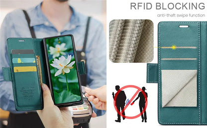 Luxury Magnetic Leather Wallet Multi Card Phone Case for Samsung Galaxy Z Fold 7 6 5 Fold6 Fold5 Shockproof Stand Cover Back Bag